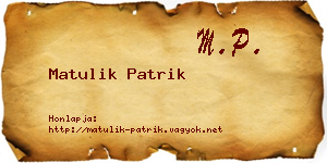 Matulik Patrik névjegykártya